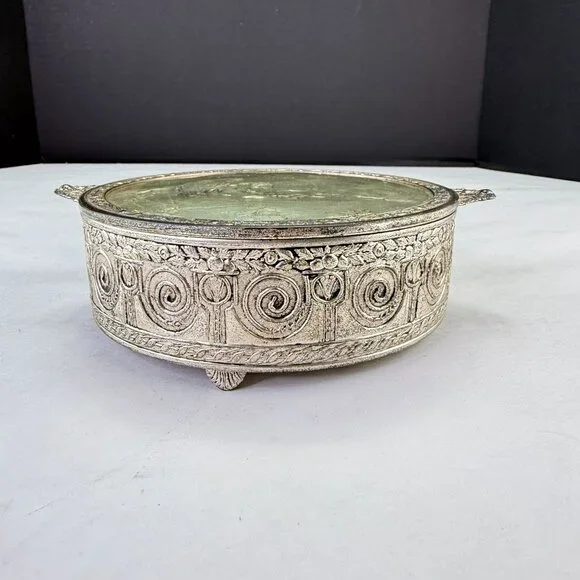 Vintage PNCW Silverplate Covered Divided Glass Relish Tray - Picture 12 of 14
